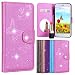 Produktbild Vectady für iPhone 5S / iPhone 5C / iPhone 5 / iPhone SE Hülle, Kunstleder Flip Case Handyhülle mit Spiegel für iPhone SE/5C/5S/5 Schutzhülle Leder Tasche Silikon Weich Dünn Bumper Cover und Bling Glitter Glitzer Strass Diamant Kartenfach Standfunktion Magnet Spiegel Handytasche Lederhülle Brieftasche Schale Mirror Case Muster Blumen Schmetterling Etui Leder für iPhone SE/5C/5S/5 - Rosa