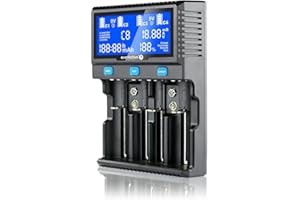 everActive Ladegerät für 4 zylindrische Li-Ion und NI-MH, professionell, schnell, und universal, LCD-Anzeige, Kapazitätstest, Modell: UC4200