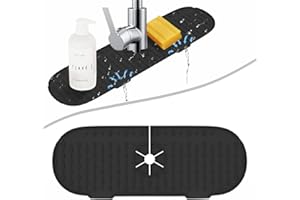 RYHX Alfombrilla de silicona para grifo, protección contra salpicaduras para fregadero de cocina, alfombrilla de secado para proteger cocinas y baños, color negro