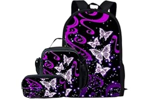 Kuiaobaty Ensemble de cartables 3 en 1 pour Filles et garçons avec Sac à déjeuner, Trousse pour l'école secondaire