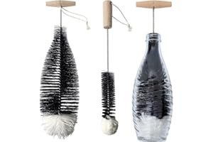 Grunda Lot de 2 goupilles de nettoyage de 35 cm compatibles avec les bouteilles en verre Sodastream avec tête en laine pour biberons pour bébé, bouteilles d'eau sans rayures