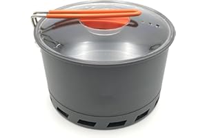 Tentock Portable Camping Pot with Foldable Silicone Handle and Lid, Outdoor Ultralight Aluminium Cookware for Picnic Backpacking 1.5L/2.4L