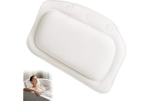 WAARIUQ 1 White Bath Pillow, Suction Bathroom Accessories, Comfortable Pillows Cushion for Bathtub, Relaxing Baths Head Rest, Waterproof Bathrooms Supplies