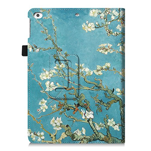 Fintie iPad 9.7 Zoll 2017 / iPad Air 2 / iPad Air Hülle – [Eckenschutz] Slim Fit Folio Kunstleder Schutzhülle Case Cover mit Auto Schlaf / Wach Funktion für Apple iPad 2017 Neue Modell 9.7″ Retina Display Tablet, iPad Air 1/2, Mandelblüten - 9