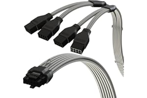 LINKUP - AVA 600W PCIE 5.0 16Pin (12+4) High Current Power Cable┃16AWG, Molded, Soldered & Sleeved Type┃For 4x8Pin PCIE 4.0 PSU┃Compatible With RTX40 & RTX30 FE GPUs┃45cm White