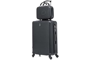 CELIMS - 28 inch Large Luggage with Vanity Case | 28 inch Suitcase | Toiletry Case | 23kg Capacity | Lightweight ABS Hard Shell | Black