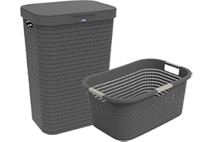 Rotho Country Wäscheset 2tlg. 55l, 40l, Kunststoff (PP) BPA-frei, anthrazit, 55l, 40l