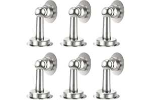 Shackcom Lot de 6 Butée de Porte Magnétique en Acier Inoxydable Soft-Catch, Arrêts des Portes, Fixation au Sol et au Mur, Inutile de Percer