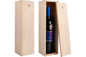 CATIME Caja de Madera para Vino, Regalo Con Tapa Corredera - Almacenamiento de Botellas para Fiesta, Cumpleaños, Bodas y Casa Nueva