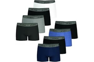 Athena - Lot de 8 Boxers Homme Ecopack - Boxers Coton Stretch Respirant - Label OEKO-TEX® standard 100 - Coupe Ergonomique, Doublure Avant, Confort et Maintien