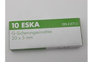ESKA Schmelzsicherung, träge (T), aus Glas, 10 A / 250 V AC, 5 x 20 mm, 10 Stück