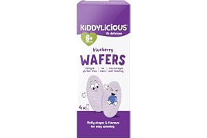 Kiddylicious Blueberry Wafers Baby Snack (Pack of 4 x 4g) | Gluten & Dairy Free Wafer Snack for Babies 6+ Months | Light Crispy Finger Food for Toddlers & Kids | No Artificial Colors or Preservatives