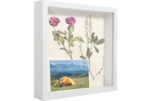 3D-bildram för Fyllning 20 x 20 cm Objektram Djup Kvadratisk Träram Perfekt för Foton, Bröllopsbukett och Gör-Det-Själv-Dekoration