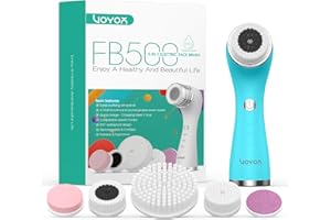 VOYOR 5-In-1 Spazzola Pulizia Viso Elettrica Ricaricabile,Spazzola Viso Esfoliante, Rimuove Punti Neri,IPX7 Impermeabile FB500 (Blu)