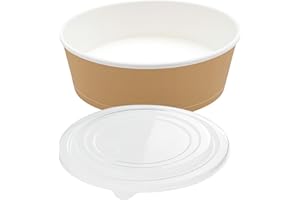 ecodrinks - 50 Bowl Poke con Coperchi da 1 L - Resistenti a Cibi Umidi e Unti - Realizzate in Cartoncino Kraft Alimentare - Per Uso Professionale o Domestico