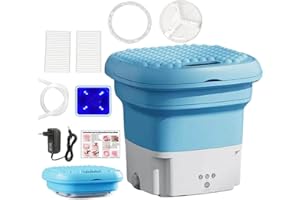 Wrneaoch 6L 36W Mini Lavatrice Pieghevole, Lavatrice Portatile Pieghevole, Sterilizzazione Blu-Ray Mini Lavatrice Portatile con Centrifuga, Lavatrice Pieghevole per Dormitori, Campeggio Hotel
