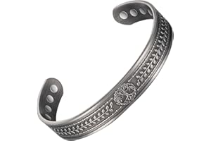 EnerMagiX Bracelet magnétique en cuivre pour homme et femme, 100 % cuivre massif avec 8 aimants 3500, taille réglable