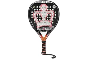 Black Crown - Pala de Padel Piton Attack Plus - Forma lágrima - Superficie Rugosa - Potencia - Peso 355 gr - Marco 38 mm 80% Fibra de Carbono - Resistente - Balance Medio/Alto