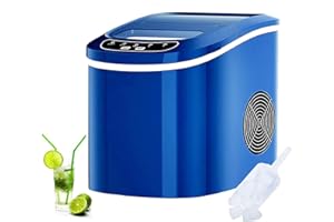 RELAX4LIFE Máquina de Hielo para Casa con Pala y Cesta de Hielo, Máquina de Hielo con 2 Tamaños de Cubitos de Hielo para Hogar y Oficina, 12kg/24h, 9 Cubitos en 6-13min, Depósito 2,2L (Azul)