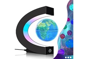 Poojaed Lampe magnétique flottante avec lumières LED, gadget C Frame Globe pour bureau, maison, bibliothèque, bureau, beau cadeau pour homme, femme, papa, maris (bleu)