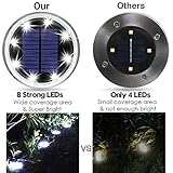 8LED Solarbetriebene LED Bodeneinbauleuchte Außenleuchte Solar Leuchte - Wasserdicht Solar Path Lights Garten Landschaft Beleuchtung Lampe für Yard Auffahrt Rasen Pathway (8Pack) - 2