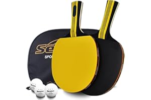 Senston Palas Ping Pong,Pelotas Ping Pong Set, 2 Raquetas de Tenis de Mesa + 3 Pelotas + 1 Bolsa,el Entrenamiento/Kit de Raqueta recreativa