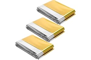 ASYKNM Couverture de Survie Extra Large 210×160cm - 3 Pièces Thermique Or Argenté - Pour l'Extérieur, Randonnée, Survie, Marathons, Premiers Secours