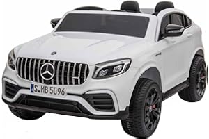 BC BABY COCHES - Coches Eléctricos para Niños Mercedes GLC 63S 4X4, De Doble Batería 12v, Neumáticos de Caucho, Pantalla LCD, Vehículo Infantil de 2 Plazas con Mando Teledirigido para Padres (Blanco)