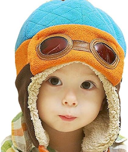 Unimango Unisex Baby Winter Warm Cap Hat Beanie Pilot Aviator Cartoon Knit Toque Blue