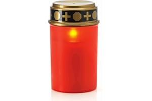 KELOPEST® Lampe funéraire LED rouge ou blanc avec batterie et durée d'éclairage de 6 mois - Bougie funéraire LED avec effet scintillant réaliste