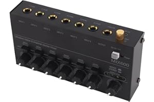 KAKAKE Mini mixer stereo, mixer 6 canali in metallo a basso rumore da 100 a 240 V per palco(#1)