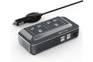 BESTEK Power Inverter 12V to 240V, 200W Car Voltage Converter Transformer with 3-Pin Sockets & 4-USB Ports for Charging Phones, Laptop, Tablets, GPS Units, TV, Camping Equipment