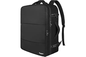 Taygeer Mochila Cabina 55x40x20, Mochila Viaje Cabina Avion Equipaje de Mano de Gran Capacidad para 18.4 Portatil con Puerto USB, Bolsa Zapatos Incluida Correas Acolchadas Aprobado para Viajes, Negro