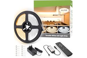 ‎NOVOSTELLA NOVOSTELLA LED Strip 6M Dimmbar, LED Streifen Warmweiß 3000K bis Kaltweiß 6500K, 24V LED Streifen Selbstklebend mit Fernbedienung, 672 LEDs Lichtband, DIY Flexibel Lichtleiste für Heim Küche Deko