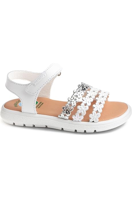 Sandale Bébé Fille Pablosky 037707 - Cuir Naturel - Semelle Antidérapante - Développement Pied Sain - Taille EU Variable