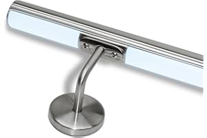 INOXLM LAVORAZIONI INOX Pasamanos para escaleras de acero inoxidable con LED blanco natural multicolor predisposición led (300 cm, pasamanos con luz fría LED 6500k)