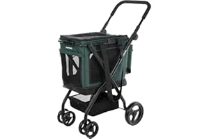 Carlett - Cube P Pine | Sac de Transport 3 en 1 pour Animaux | Sac de Transport à roulettes | Frein de sécurité | Tissu imperméable | Peut être combiné avec Un Sac de Courses | Vert foncé