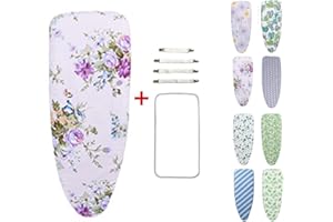 Highdi Housse Table à Repasser, Imprimé Personnalisé Coton Housse de Table à Repasser Rembourrée Contre la Chaleur et l'humidité Housse de Repassage avec Clips de Fixation (Rose,135x56cm)