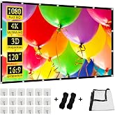 120 inch Projection ScreenGAINVANE 169 Foldable Anti-Crease Portable Projector Movies Screens for Home Theater Outdoor Indoor Support Double Sided Projection