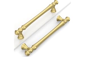 Coinkoly 10 Pack Brushed Gold Cabinet Pulls 160MM Hole Centers Kitchen Cabinet Handles Drawer Handles Kitchen Cupboard Handles UK0001