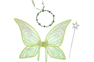 MEISO Ali Fata per Adulti e Bambini, 3 Pezzi con Bacchetta Magica, delle Fate, Cerchietto da Fata, Ali di Farfalla per Feste di Compleanno Carnevale Cosplay Halloween, Costumi per Ragazze