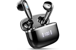 ORDTOP Cuffie Bluetooth, 2024 Auricolari Bluetooth 5.3 con Stereo 3D Immersivo, Cuffie Wireless Cancellazione Rumore con 4 ENC Mic, 40 Ore Cuffie Senza Fili LED Display, Cuffiette Bluetooth USB-C Nero