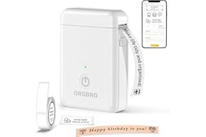 ORGBRO X1 Etichettatrice Termica Portatile Bluetooth - Mini Stampante per Etichette Adesive Senza Inchiostro/Cartucce con 1 Rotolo Incluso, Compatibile con iOS/Android per Casa, Ufficio (Bianco)