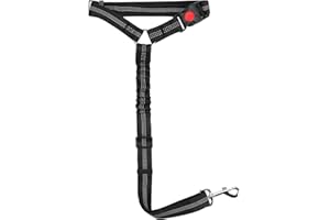 LAUCENTRAL elloLife Dog Seat Belts for Car, 2-in-1 Headrest Restraint Puppy Safety Adjustable Dog Car Seatbelts and Strong Leash Leads Accessories for Dogs Cats Pets, Black