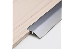 Trimold Tira de Transición de Piso de Aluminio, Adecuada para Umbral de Puerta, Rampa, Azulejos, Tarimas de Madera Contrachapada, Puente de Altura entre 5-12 mm (0,9 m x 43 mm, Plateado Mate)