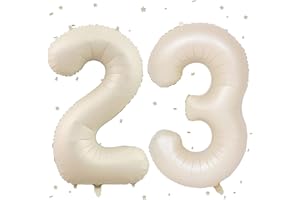 UDRKFOPK Beige Balloon 23, Numbers Balloon Beige, 40 Inch Cream White Foil Balloon 2 & 3, Beige Number Balloon 23 Helium Balloon 23 Birthday for 23th 32th Birthday Decoration Girls Boys
