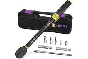 ANPUDS Llave Dinamométrica 3/8'', 72 Dientes 5-60 Nm Llave de Torque, 9 Piezas Juego Llave Dinamométrica con Magnética Vasos de Bujía, 3/8'' Junta Universal, 250 mm Extensión, Torx Bits, Vasos