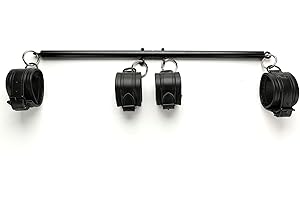 exreizst Barra expandible negra con 4 correas de cuero negro ajustables para entrenamiento de ejercicio en el gimnasio en casa