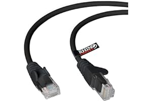 rhinocables CAT5e High-Speed Ethernet Patch Network Cable for LAN — Snagless Cable with RJ45 Connector Lead — Ideal for Internet, Router, Modem, Smart TV, PC & Laptop (5m, Black)