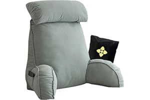 CCTSA Ergonomisches Bett Kissen Rückenkissen,Extragroßes Lesekissen mit Armlehnen und Abnehmbarem Nacken,Lesekissen für Bett und Sofa,Bettruhekissen zum Spielen,Lesen,Fernsehen,75cm x 40cm x 58cm